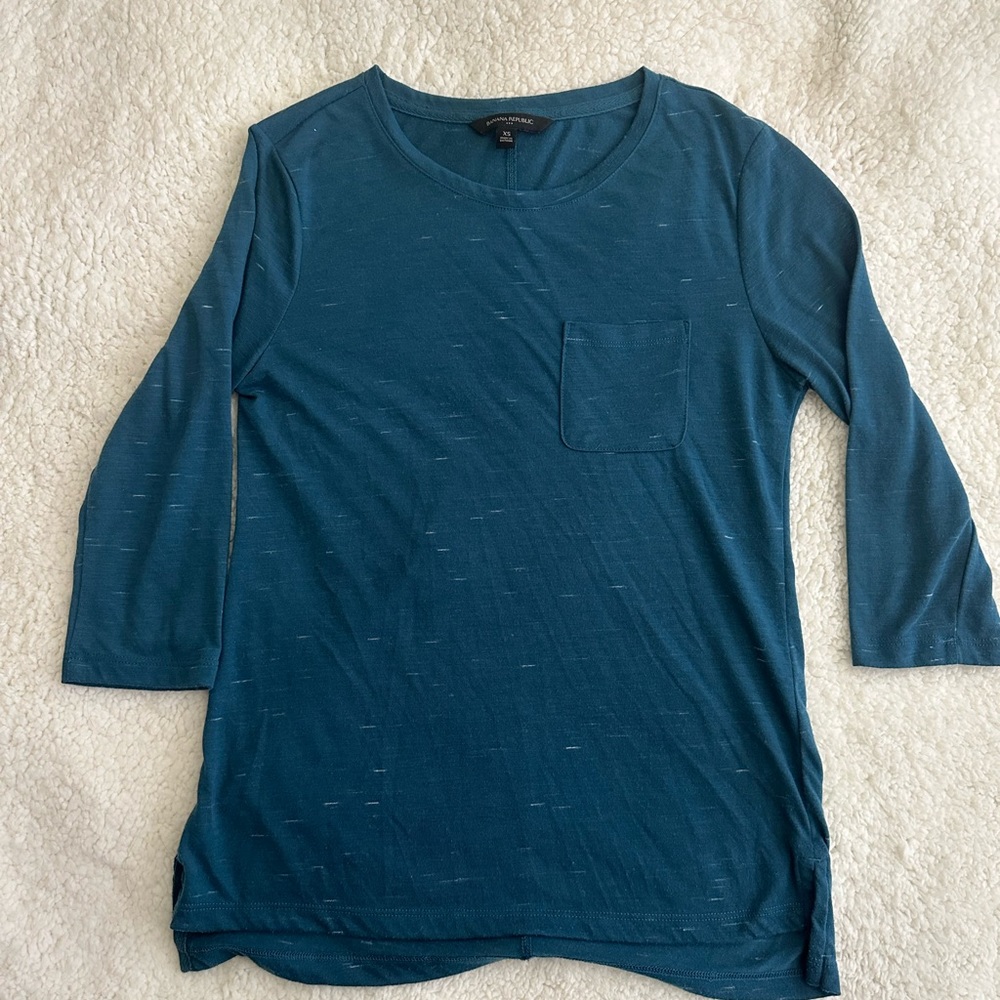 Banana Republic Teal Elbow Sleeve Top